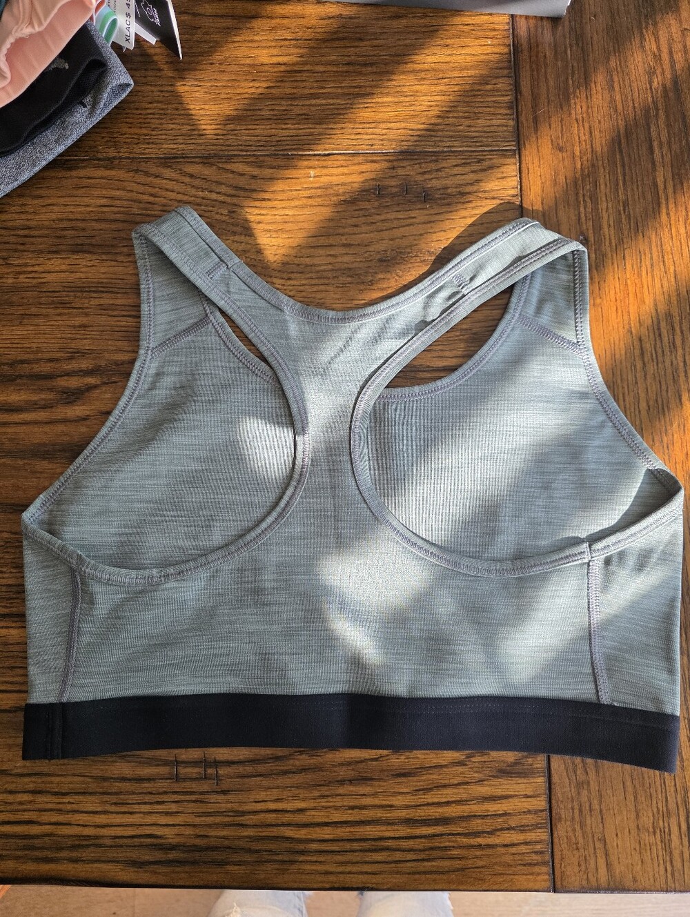 Nike Light Grey Racerback Sports Bra with Black Underband - Picture 2 of 3